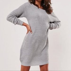 Grey Knitted Sweater-dress